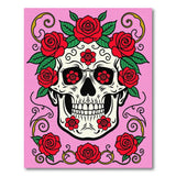 Pink Sugar Skull with Red Roses Area Rug