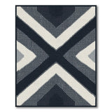 Bold Black White Geometric X-Cross Area Rug