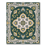 Elegant Green Persian Area Rug with Gold Floral Motifs