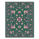 Emerald Green Persian Peony Floral Rug