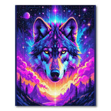 Neon Cosmic Wolf Galaxy Area Rug