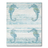 Seahorse Striped Blue Teal Area Rug