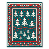 Festive Teal Christmas Trees Area Rug