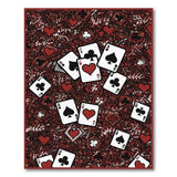 Red Ace Poker Cards Distressed Vintage Area Rug