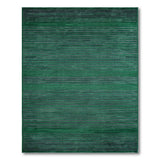 Emerald Green Striped Modern Rug