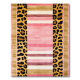Pink Leopard Border Striped Area Rug
