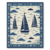 Nautical Sailboats Coastal Area Rug