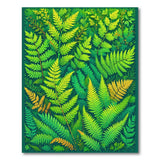 Green Floral Vintage Lush Fern Grove Green Area Rug