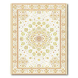 Traditional Persian Beige and Neutral Ivory Persian Medallion Area Rug