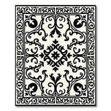 Opulent Black White Persian Floral Rug