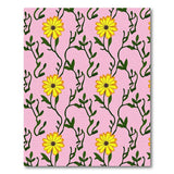 Vibrant Pink Yellow Daisy Floral Area Rug