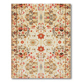 Red Floral Persian Area Rug on Ivory