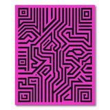 Vibrant Pink Maze Geometric Area Rug