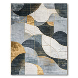 Abstract Grey Gold Geometric Area Rug