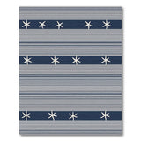 Blue and Teal Navy Starfish Striped Coastal Beach Rug