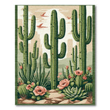 Southwestern Desert Cactus Garden Area Rug