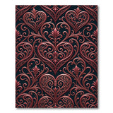 Red Baroque Hearts Floral Area Rug