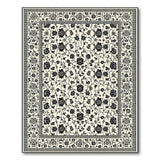 Elegant Black Floral Ivory Persian Area Rug