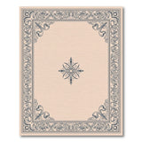 Beige and Neutral Ornate Floral Frame Beige Area Rug