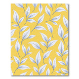 Sunny Yellow White Leaf Outline Area Rug