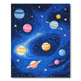 Vibrant Cosmic Planets Kids Area Rug