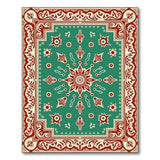 Traditional Persian Green Star Medallion Rug
