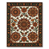 Vintage Orange Sunflower Floral Area Rug