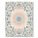 Teal Red Floral Sunburst Vintage Rug