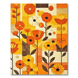 ODIKA Washable Mid-Century Modern Retro Floral Rug, Low Pile Non-Slip Area Rug