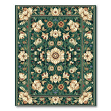 Lush Green Persian Floral Medallion Rug