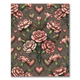 Ornate Pink Carnation Hearts Floral Rug