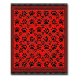 Red Area Rug with Black Dog Paw Prints