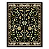 Gold-Framed Green Floral Persian Area Rug