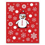 Festive Cartoon Snowman Snowflakes Red Rug