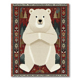 Cute Polar Bear Winter Forest Area Rug