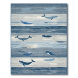 Whale Silhouette Striped Ocean Area Rug