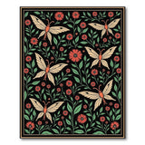 Vintage Butterfly Red Daisy Area Rug