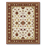 Traditional Persian Floral Area Rug Cream Red Border