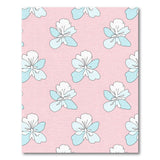 Whimsical Blue-White Hibiscus on Blush Pink Area Rug