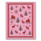 Whimsical Pink Christmas Reindeer Sleigh Rug