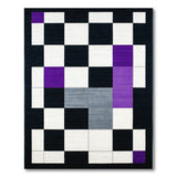 Purple Accent Checkered Geometric Area Rug