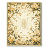 Vintage Gold Peony Floral Area Rug