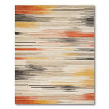 Abstract Geometric Stripe Area Rug in Red Orange Yellow