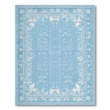 Elegant Blue Floral Bow Border Area Rug