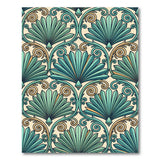 Teal Crystalline Fan Geometric Area Rug