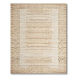 Coastal Beach Beige Textured Stripe Woven Area Rug