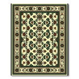 Ivory Persian Area Rug with Green Vines Rust Flowers