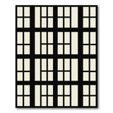 Black White Geometric Window Grid Area Rug
