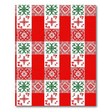 Red Plaid Holiday Rug with Green Embroidery