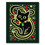 Whimsical Black Cat Cartoon Area Rug